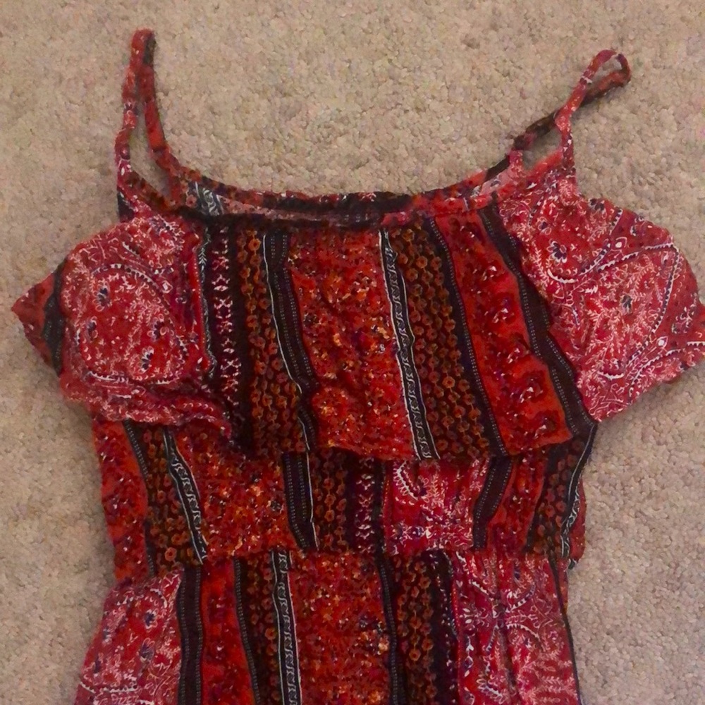 A long maroon summer dress